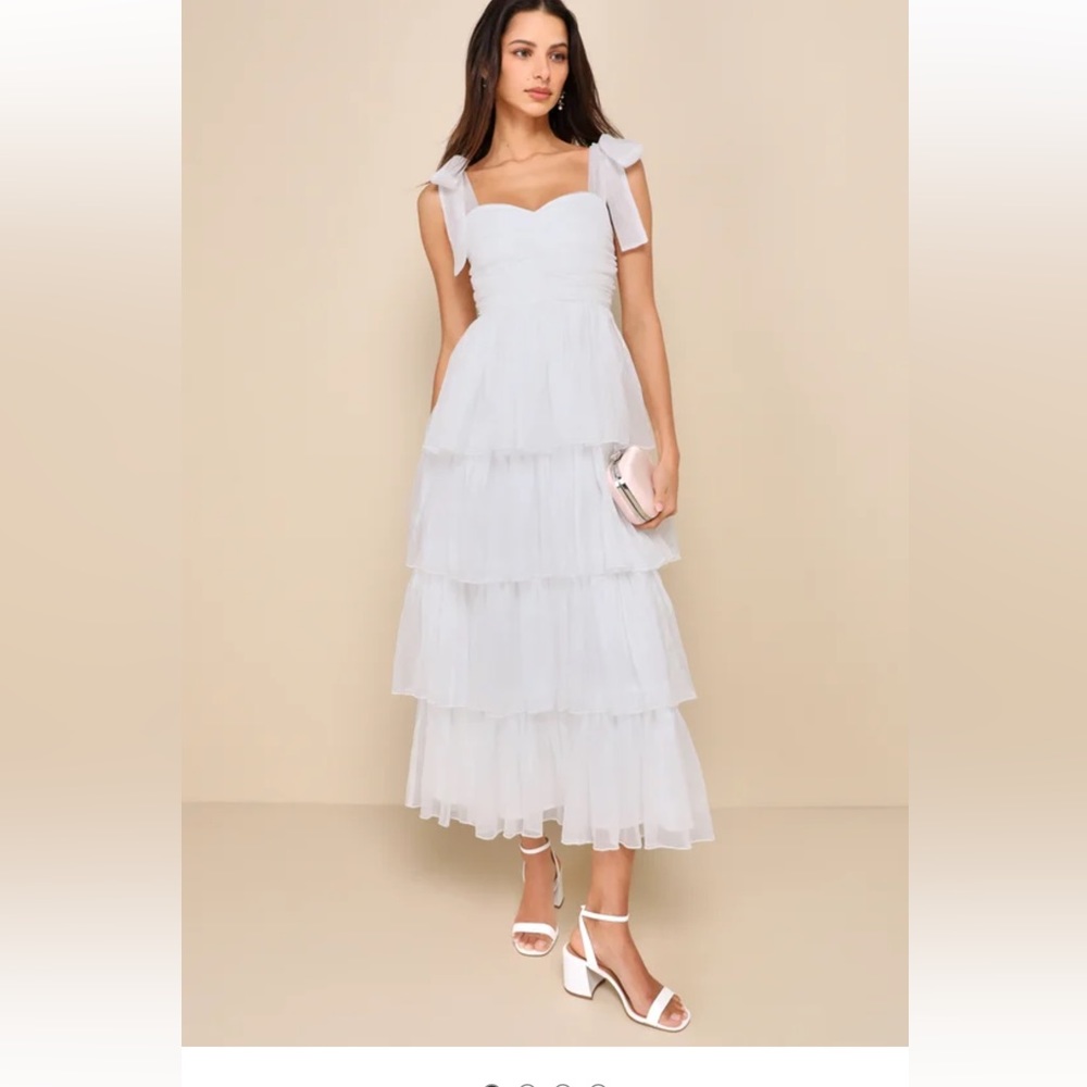 White ruffle cocktail dress